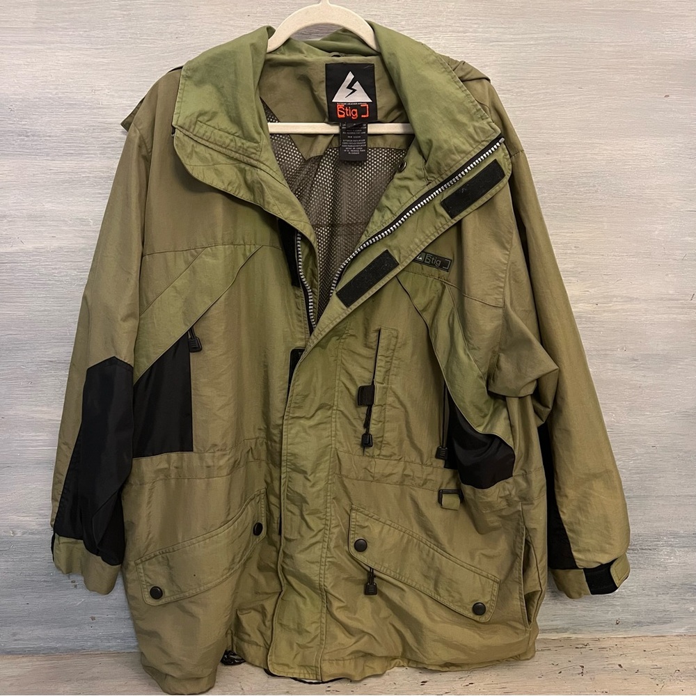 Stig Extreme Weather Apparel Khaki Multipocketed Coat Jacket Small GC‎